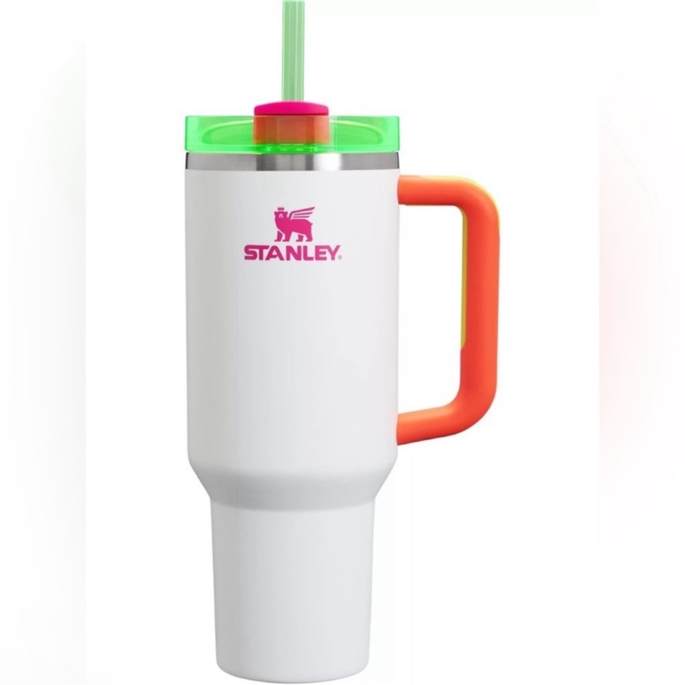 🎉LAST PIECE🎉 Stanley 40oz. Quencher H2.0 FlowState Tumbler White Neon - Picture 2 of 7